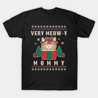 Very Meow-y Mommy Funny Christmas Cat T-Shirt